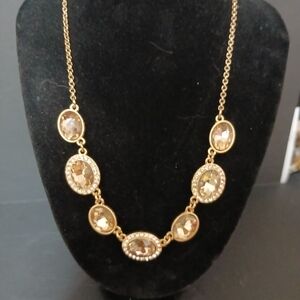 Monet gold tone Rhine stone necklace